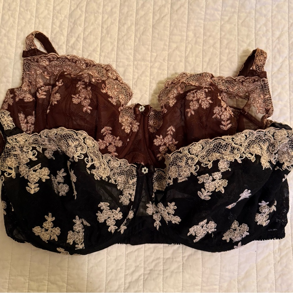 Felina (1)Black and (1)Brown Lace Bra